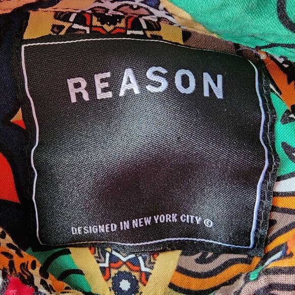 Reason Clothing Mens Medium Shirt Cheetah Retro Multicolor Button Hippie Party - Picture 6 of 7